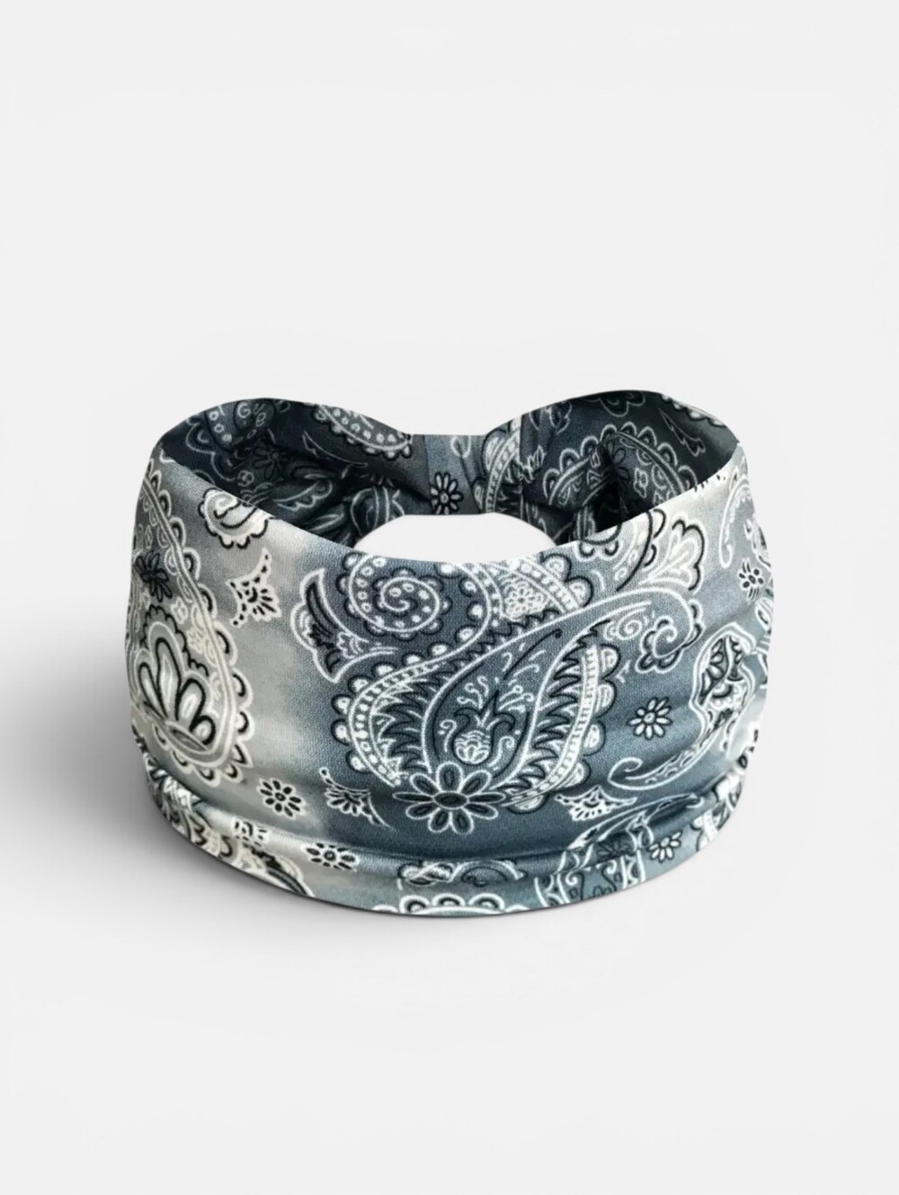 Classic Paisley Yoga Headband Boho Bandana Hairband Y2K Gray